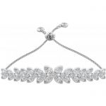 Adjustable Women’s Bracelet 925 Sterling Silver with Created Diamond
