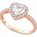 925 Sterling Silver Rose Gold Tone Heart  Wedding Engagement Ring