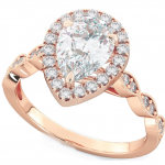 925 Sterling Silver Rose Gold Tone Pear-Cut Cubic Zirconia Ring