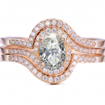925 Sterling Silver Round Cut Rose Gold Tone Wedding Engagement Ring Set