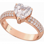 925 Sterling Silver Heart Ring , Rose gold Plated, True Love Ring