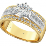 925 Sterling Silver Round Cut Cubic Zirconia Two Tone Ring