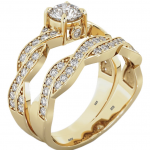 Infinity Twist 925 Sterling Silver Gold Tone Ladies Ring Set
