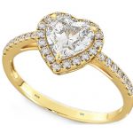 Ladies 925 Sterling Silver Heart Gold Tone Band Ring Wed