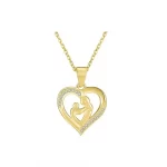Gold Plated Sterling Silver Mother & Baby Heart Pendant Necklace