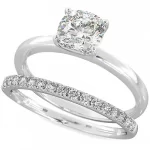925 sterling silver Cushion Cut Solitaire Ring Set Code: 343