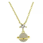 Gold Plated Planet Earth Sterling Silver and Cubic Zirconia Necklaces