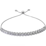 Ladies Basel Set Adjustable Tennis Bracelet in Sterling Silver