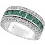 Sterling Silver Green Goddess Half Eternity Ring