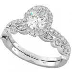 925 Sterling Silver Oval Halo Bridal Ring Set 2-Piece Oval Halo Bridal Ring Set Code: 404