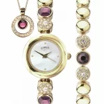 Limit Ladies' Gold Plated Bracelet, Necklace and Watch Set