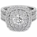925 Sterling Silver Round Cut Cubic Zirconia Double Halo Three Ring Set Code: 146