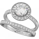 925 Sterling Silver two Piece Halo Engagement Ring Set Sterling Silver Duo Halo Rings Set Code: 315