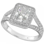 2ct Radiant Engagement Ring in 925 sterling silver