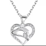Silver Mother & Baby Holding Hand Heart 925 Sterling Silver Necklace
