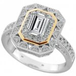 Vintage Halo Design with premium emarald cut premium Cubic Zirconia Code 562