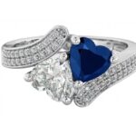 925 Sterling Silver Heart Blue Sapphire Cubic Zirconia Ring Silver Ring With Blue Sapphire Stone Code: 457180