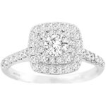 925 Sterling Silver Ladies Double Halo Cubic Zirconia Ring Wedding Engagement Band Ring Code: 131