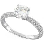 925 Sterling Silver Ladies Pave Setting Solitaire Band Ring Perfect Moments Engagement Ring Code: 253