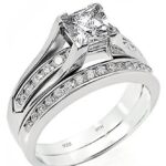 925 Sterling Silver Princess Cut Cubic Zirconia Ring Set Code: 3275