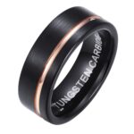 TUNGSTEN 8mm Tungsten Rose Gold And Black Men's Ring Code: 547