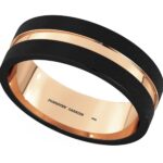 Men's Tungsten Carbide Rose Gold & Black Ring Code: 245