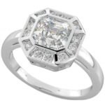 Asscher CZ Halo Ring in 925 Sterling Silver Code: 398