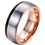 Black & Rose Gold Tone Mens Tungsten Ring / Unisex Code: 444