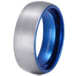 Blue Men’s Tungsten Wedding Band with Blue Interior - 8mm Code: 407