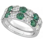 Emerald Cubic Zirconia Eternity Ring in 925 sterling silver Double Delight Emerald Cubic Zirconia Silver Ring Set Code: 446