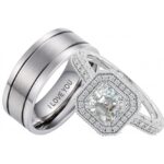 His and Hers Titanium/925 Sterling Silver 2pcs Couple Rings Set Just Married His and Hers Titanium and Silver 2-Piece Ring Set Code: 600