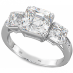 Ladies 925 Silver Three Stone Asscher Cut Ring Code: 176