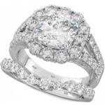 Magnificence 2-Piece Cushion cut Sterling Silver Ring Set with CZ Halo Design 2 piece wedding Engagement Band Rings Set Code: 165