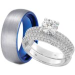 A Matching His & Hers Tungsten/Silver Couple Rings Set Code: 425