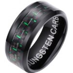 Men’s Green Carbon Fibre Inlay Black Tungsten Ring Code: 653