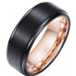 Men’s Tungsten Black and Rose Gold Interior Wedding Band Code: 545