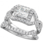 Princess Cut Halo Design 2 piece 925 Sterling Silver Luxury Affordable Wedding Engagement Bridal Ring Set Halo Design 2 piece wedding Engagement Band Rings Set Code: 140