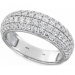 Round Brilliant Pave Wedding Engagement 925 Sterling Silver Ring Wedding Engagement Band Ring Code: 152