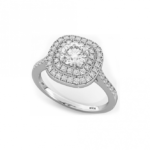 Sterling Silver Cubic Zirconia Double Halo Engagement Ring Forever Together Silver Halo Ring Code: 133