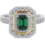 925 Sterling Silver Halo Ring with Emerald Cut Cubic Zirconia Code 541