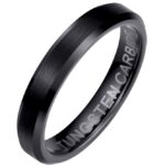 Unisex Black Tungsten 4mm Classic Wedding Band Ring beveled edge Code: 535